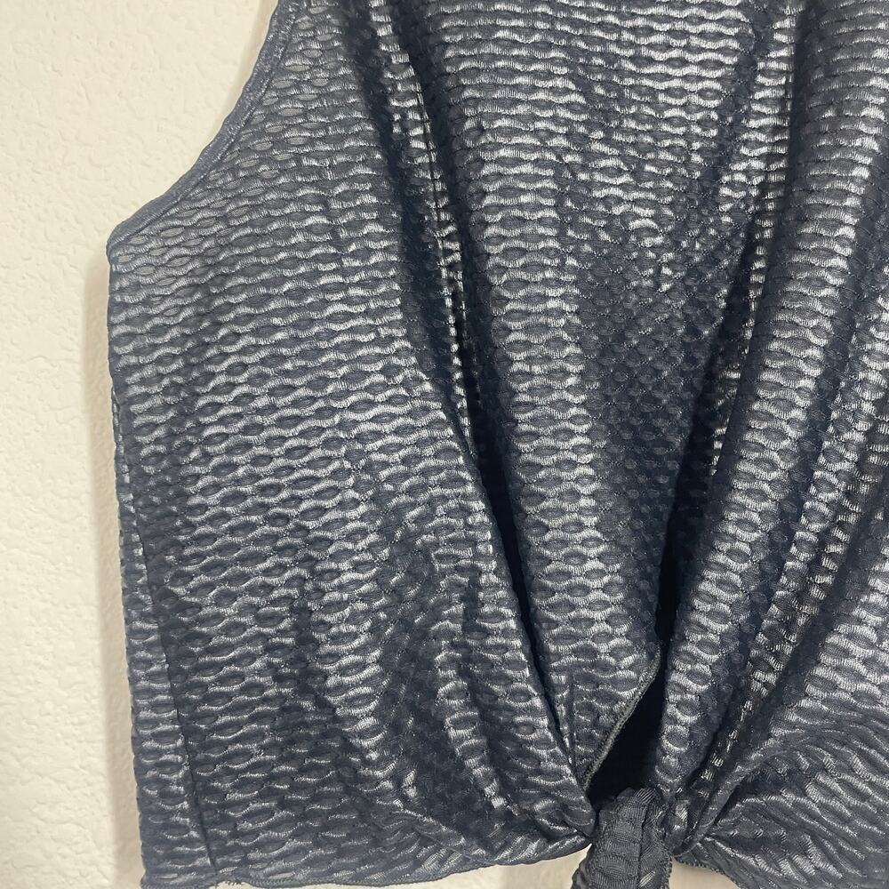 Koral XS Mayra Front Tie Netz Muscle Tank Top Shirt Black Geometric Sleeveless - Picture 7 of 7